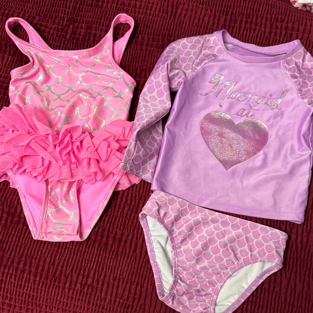 Cat & Jack Mermaid 2T Swimsuit Bundle